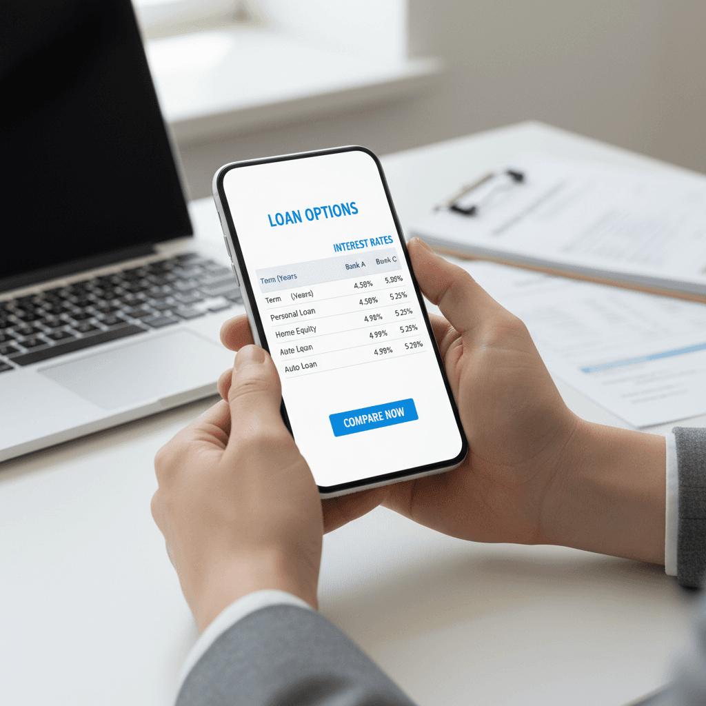 Smartphone mostrando aprobación de financiamiento